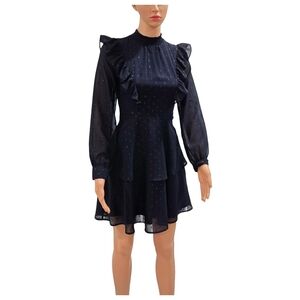 Express Blue A-Line Puff Sleeve Dress